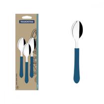 Conjunto de Colheres de Chá Tramontina Leme Lâminas Inox e Cabos Polipropileno Azul Oceano 3 peças Conjunto de Colheres de Chá Tramontina Leme Lâminas Inox e Cabos Polipropileno Azul Oceano 3 peças