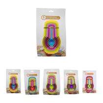 Conjunto de colheres de medida coloridas de plastico com 6 medidores