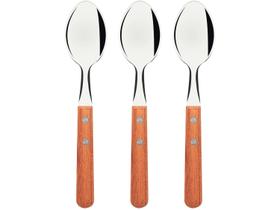 Conjunto De Colheres De Mesa Dynamic Com Lâminas Em Aço Inox E Cabos De Madeira Natural 3