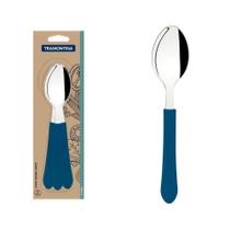 Conjunto De Colheres De Mesa Leme Com Lâminas Em Aço Inox E Cabo Azul Oceano 3 Peças