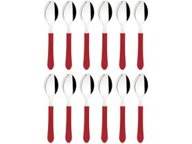 Conjunto De Colheres De Mesa Leme Com Lâminas Em Aço Inox E Cabo Vermelho 12 Peças