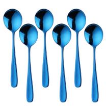 Conjunto de colheres de sopa Baikai 18/10 em aço inoxidável de 7 polegadas, azul, 6 unidades