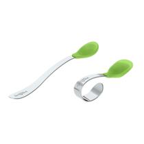 Conjunto de colheres Learning Sprouts Green Sprouts com ponta de silicone para pais e bebês
