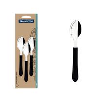 Conjunto de Colheres para Chá Tramontina Leme com Lâminas em Aço Inox e Cabos de Polipropileno Preto