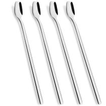Conjunto de colheres YFWOOD 18/10 em aço inoxidável com alça de 15 cm de comprimento x4