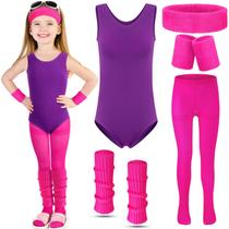 Conjunto de collants de néon Giegxin 80s Workout para crianças