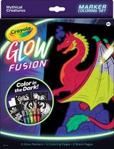 Conjunto de colorir Crayola Glow Fusion com marcadores brilhantes e páginas para crianças
