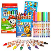 Conjunto de colorir Paw Patrol para meninas com 8 marcadores e 8 lápis de cor
