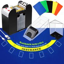 Conjunto de combinação de jogos de blackjack Aoriher com layout de blackjack em feltro Conjunto de combinação de jogos de blackjack Aoriher com layout de blackjack em feltro