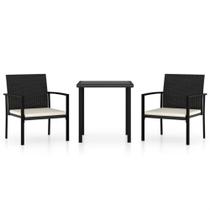 Conjunto de comedor de jardín Casafoyer de 3 piezas en poliratán negro Conjunto de comedor de jardín Casafoyer de 3 piezas en poliratán negro