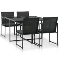 Conjunto de Comedor para Exterior Casafoyer 5 Piezas Polirratán Negro