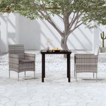 Conjunto de comedor para patio Casafoyer de 3 piezas con cojines gris/negro