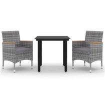 Conjunto de comedor para patio Casafoyer de 3 piezas en poliratán con cojines Conjunto de comedor para patio Casafoyer de 3 piezas en poliratán con cojines
