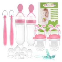 Conjunto de comedouro de frutas para bebês, colher de chupeta de silicone WAJIAYON, rosa