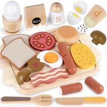 Conjunto de comida de brinquedo Airlab Wooden Pretend Play Breakfast para crianças