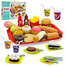 Conjunto de comida de cozinha Pretend Play, todas as 33 unidades para crianças a partir de 3 anos Conjunto de comida de cozinha Pretend Play, todas as 33 unidades para crianças a partir de 3 anos