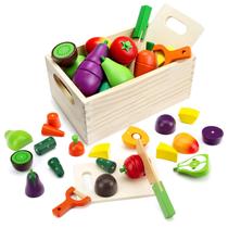 Conjunto de comida de madeira GOPLACS Cutting Fruits Veggies Toy