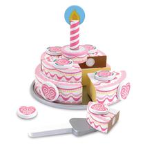 Conjunto de comida de madeira para brincar Melissa & Doug, bolo de três camadas Conjunto de comida de madeira para brincar Melissa & Doug, bolo de três camadas