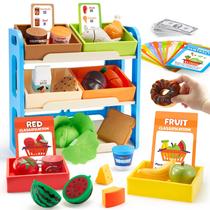 Conjunto de comida Play lalalark Montessori Color Sorting com prateleira 3+ Y