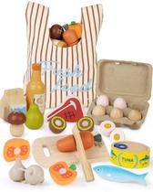 Conjunto de comida Play Lehoo Castle Wooden para cozinha infantil de 3 anos ou mais