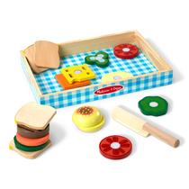 Conjunto de comida Pretend Play para fabricação de sanduíches de madeira Melissa & Doug