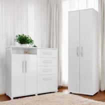 Conjunto De Cômoda E Multiuso Branco Para Quarto