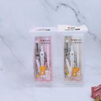 Conjunto De Compasso Metálico Rilakkuma Com Régua E Triângulo, Material Escolar Para Alunos Do