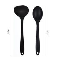 Conjunto de Concha 29,5 cm e Colher 27cm em Silicone Preto - UnyHome Conjunto de Concha 29,5 cm e Colher 27cm em Silicone Preto - UnyHome