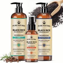 Conjunto de condicionador de shampoo para crescimento capilar Pure Naturis com água de arroz Conjunto de condicionador de shampoo para crescimento capilar Pure Naturis com água de arroz