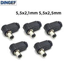 Conjunto De Conectores De Energia DC De 90 Graus (5 Peças): Plugues 5.5x2.1mm E 5.5x2.5mm