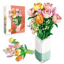 Conjunto de construção, buquê de flores chanbrick com vaso - 1011 unidades Conjunto de construção, buquê de flores chanbrick com vaso - 1011 unidades