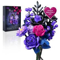 Conjunto de construção: buquê de flores roxas iAtom com 736 unidades