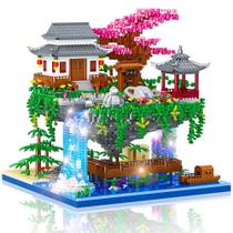 Conjunto de construção CAMPIR Peach Blossom Pond com 3320 unidades e luz Conjunto de construção CAMPIR Peach Blossom Pond com 3320 unidades e luz