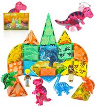 Conjunto de construção de azulejos magnéticos Asago Dinosaurs para crianças de 3 anos ou mais