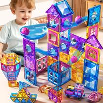 Conjunto de construção de azulejos magnéticos PEADUCK 50PCS com Marbles Run