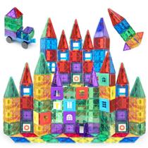 Conjunto de construção de azulejos magnéticos Playmags 150 peças com 1 carro Conjunto de construção de azulejos magnéticos Playmags 150 peças com 1 carro