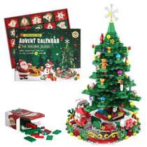 Conjunto de construção de brinquedos Advent Calendar 2024 com árvore de Natal LED