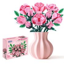 Conjunto de construção de brinquedos SIENON Pink Rose Bouquet, 10 peças de flores