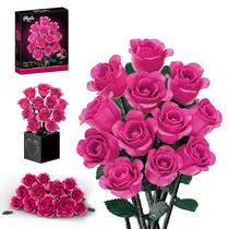 Conjunto de construção de buquê de flores JAKI Pink Rose com 12 rosas foscas Conjunto de construção de buquê de flores JAKI Pink Rose com 12 rosas foscas