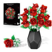 Conjunto de construção de buquês de flores eafzv para adultos com rosas e hálito de bebê