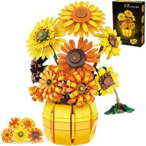 Conjunto de construção de flores EMANNON, girassóis com vaso, 1009 unidades