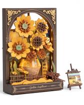 Conjunto de construção de quebra-cabeças 3D rowood Sunflower com arte de Van Gogh em LED