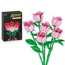 Conjunto de construção Flower Bouquet EWED Rose, pacote com 6 unidades para mulheres e meninas