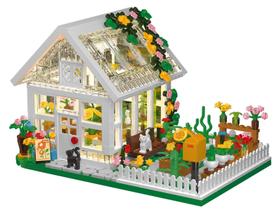 Conjunto de construção Flower House com LED City Street View 758 unidades