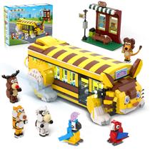 Conjunto de construção HOGOKIDS Cat School Bus com Light Girls 1319 unidades