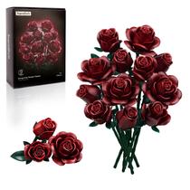 Conjunto de construção iAtom Burgundy Red Rose Bouquet com flores de Lego Conjunto de construção iAtom Burgundy Red Rose Bouquet com flores de Lego