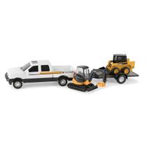 Conjunto de construção John Deere Tomy Medium com caminhão, minicarregadeira