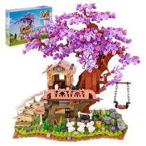 Conjunto de construção Jojo & Peach Cherry Blossom Garden com LED 841 unidades Conjunto de construção Jojo & Peach Cherry Blossom Garden com LED 841 unidades