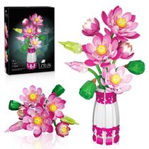 Conjunto de construção Mavo brix Lotus Flowers com vaso 710 unidades+6 anos