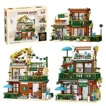 Conjunto de construção MOCBROPCS 3 em 1 Street View Coffee Shop 875 unidades